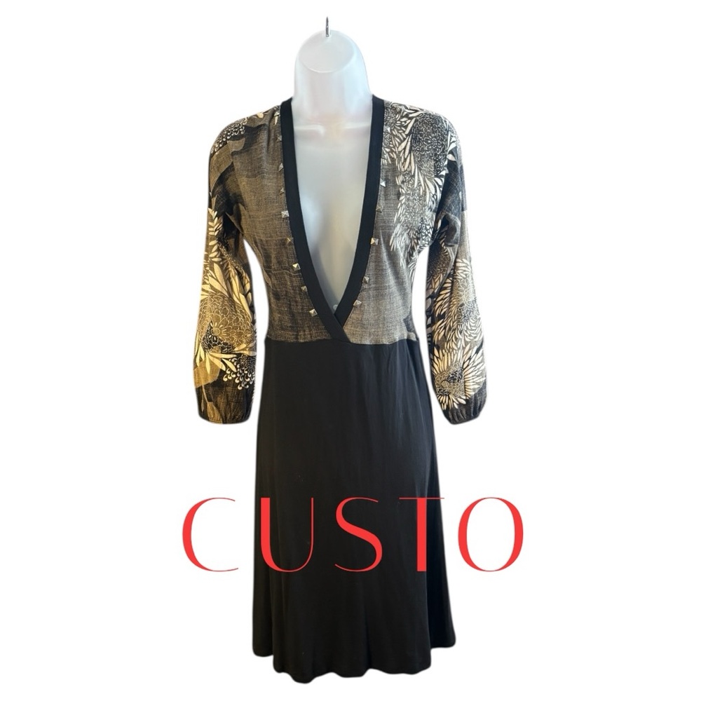 Custo Black/Cream Studded Floral Dress